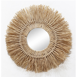 Round Handmade Straw Frame Mirror XRM-2X